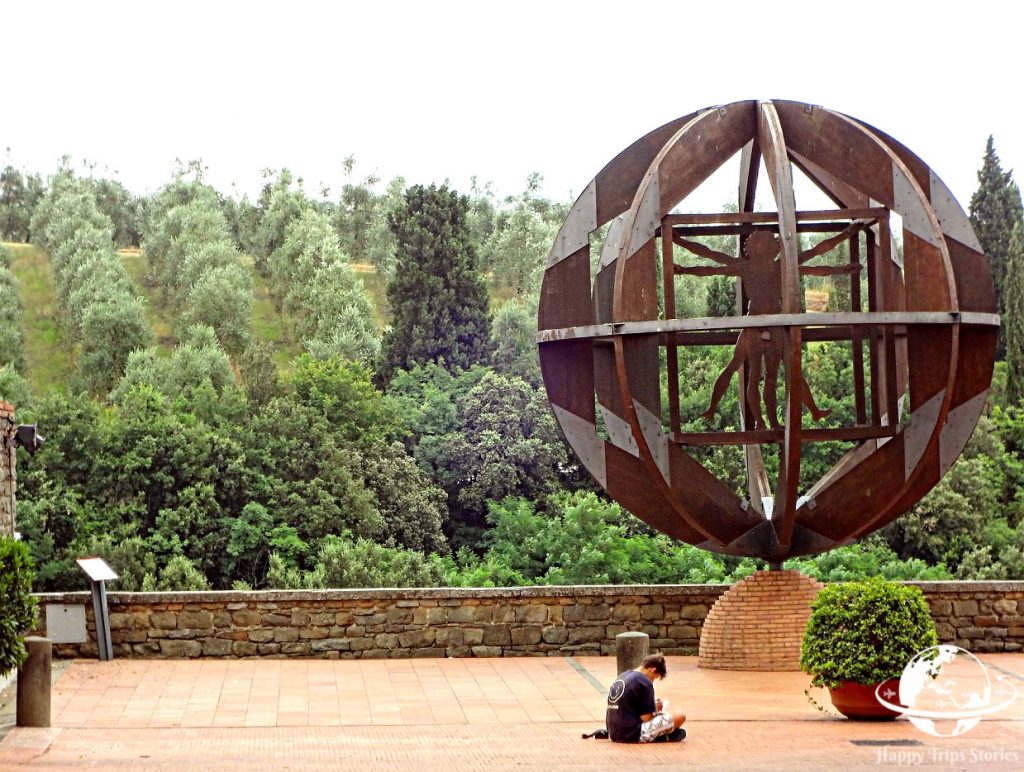 After you see and go out of the Leonardo da Vinci Museum you will find the Sculpture of the Vitruvian Man next to it.